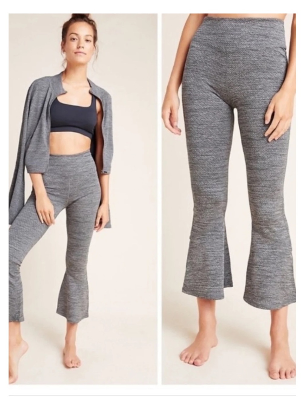 FP movement M Gray Crop Flare Pants